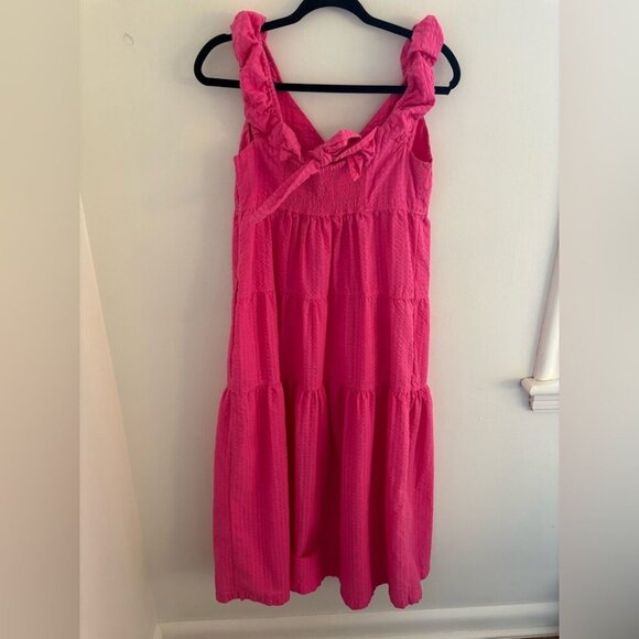 Juicy Couture Pink Cotton Tiered Midi Summer Dress with Pockets - Picture 10 of 14